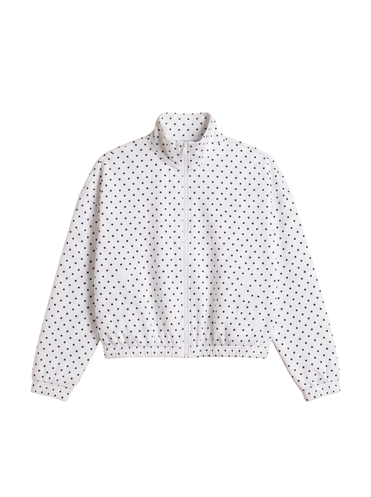 Polka Dot High Neck Zip Up Set