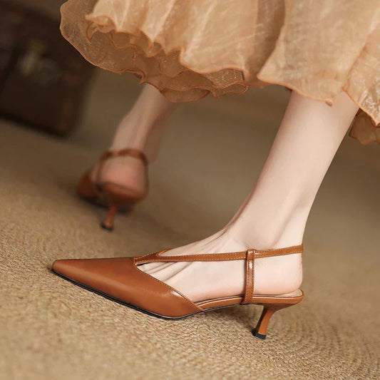 Aliya Leather Sandals – Women’s Pointed Toe Stiletto Heel