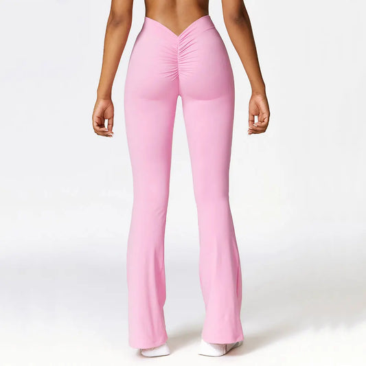 V-shaped Hip Yoga Pants Flare Leggings Women High Waist Wide Leg Pants Women Gym Fitness Sports Flared Pant Dance Trousers