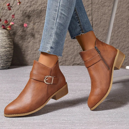 Elena Low Heel Ankle Boots