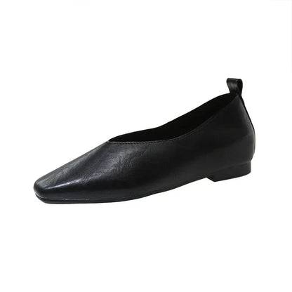 Lina Square Toe Loafers – Women’s Vegan Leather Slip-On Flats