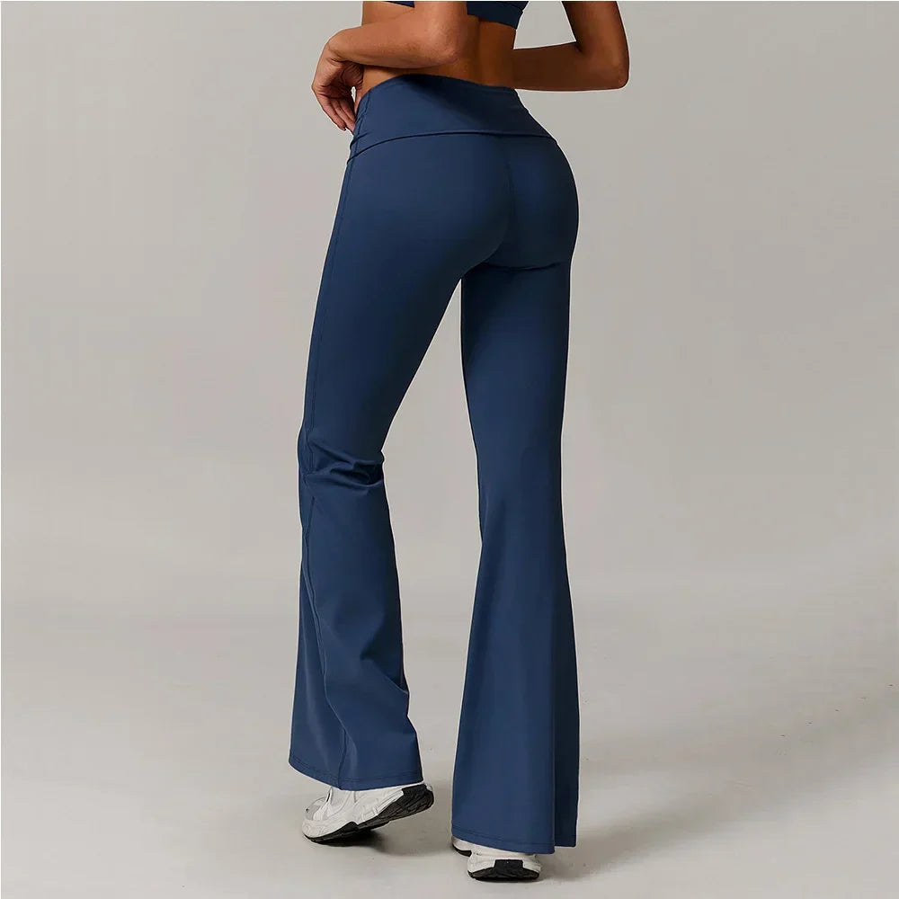 Flare Leggings Yoga Pants Women High Waist Wide Leg Yoga Pants Gym Sports Slim Flared Tights Pants Control Tummy Dance Trousers