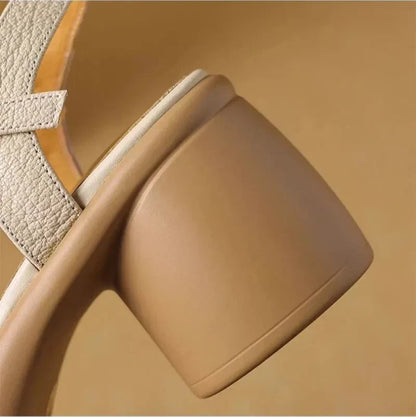 Nina Leather Sandals - Women’s Chunky Heel Summer Comfort