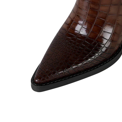 Clara Croc-Embossed High Boots