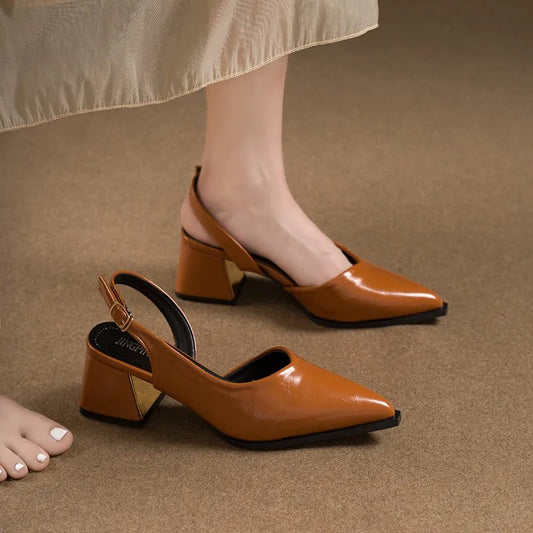 Isabella Slingback Pumps – Pointed-Toe Square Heels