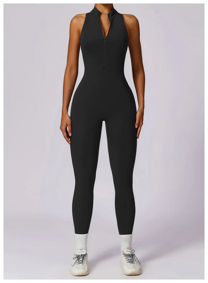 Zipper Yoga Jumpsuit Fitness Sports Overalls Gym Clothing Set Yoga Wear Pilates Workout Clothes Women Outfit Push Up Activewear