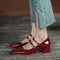Wine Red double buckle