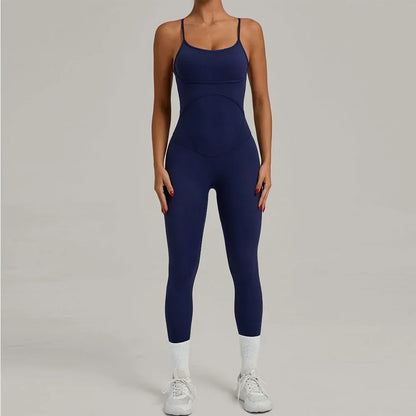 Fitness Jumpsuit Women Tracksuit Sports Playsuit Running One Piece Yoga Suit Scrunch Backless Set Rompers Gym Clothes