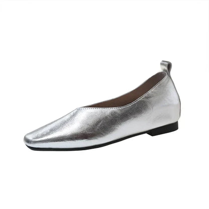 Lina Square Toe Loafers – Women’s Vegan Leather Slip-On Flats