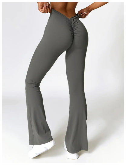 V-shaped Hip Yoga Pants Flare Leggings Women High Waist Wide Leg Pants Women Gym Fitness Sports Flared Pant Dance Trousers